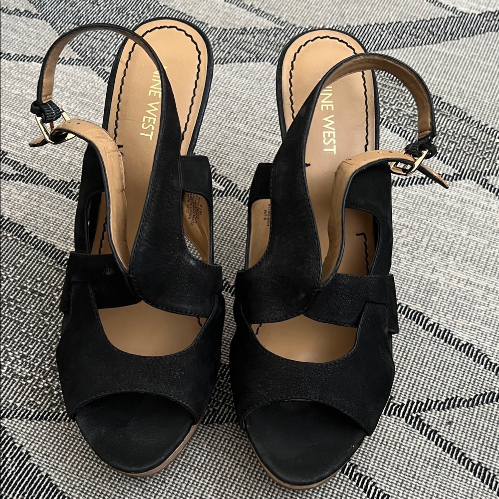Nine West Black Open-Toe Heels
